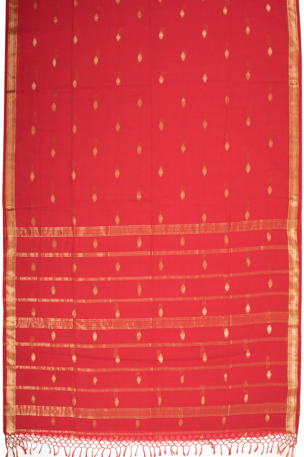 Red Bengal Phulia Cotton Saree Zari Border 10069413