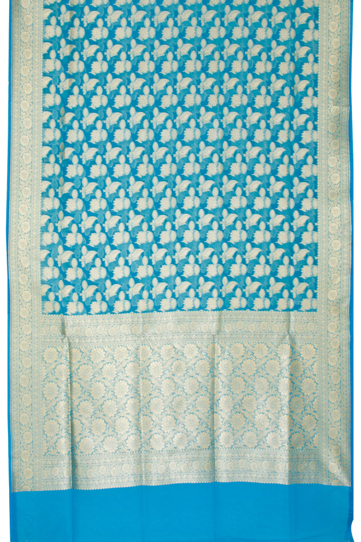 Bondi Blue Handloom Banarasi Katrua Kora Silk Saree 10063189