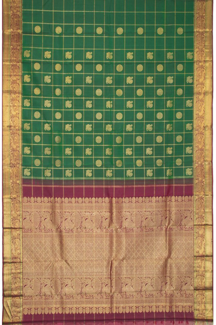 Green Pure Zari Korvai Kanjivaram Silk Saree 10063382