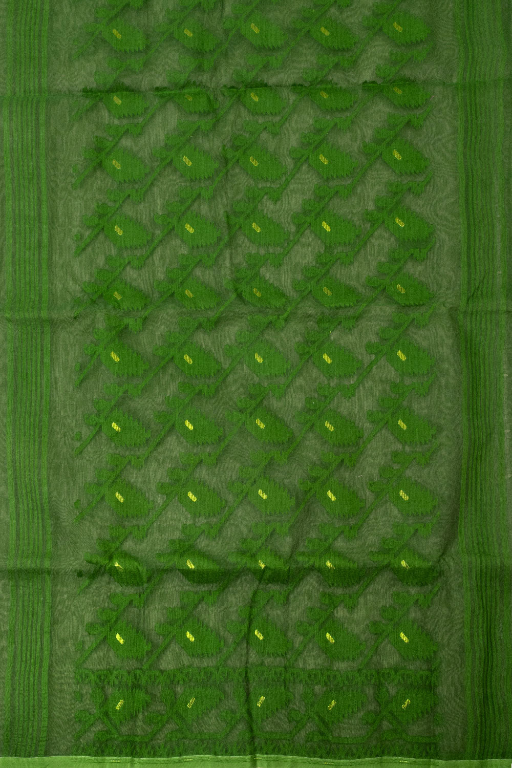 Green Handloom Jamdani Style Jamdani Cotton Saree 10064012