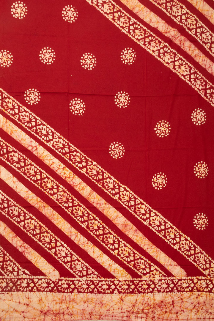 Red Batik  Cotton 3-Piece Salwar Suit Material - Avishya