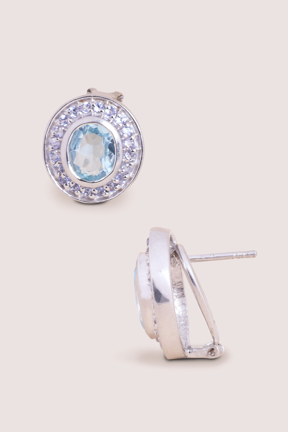 Blue Topaz Tanzanite Sterling Silver Stud Earring - Avishya