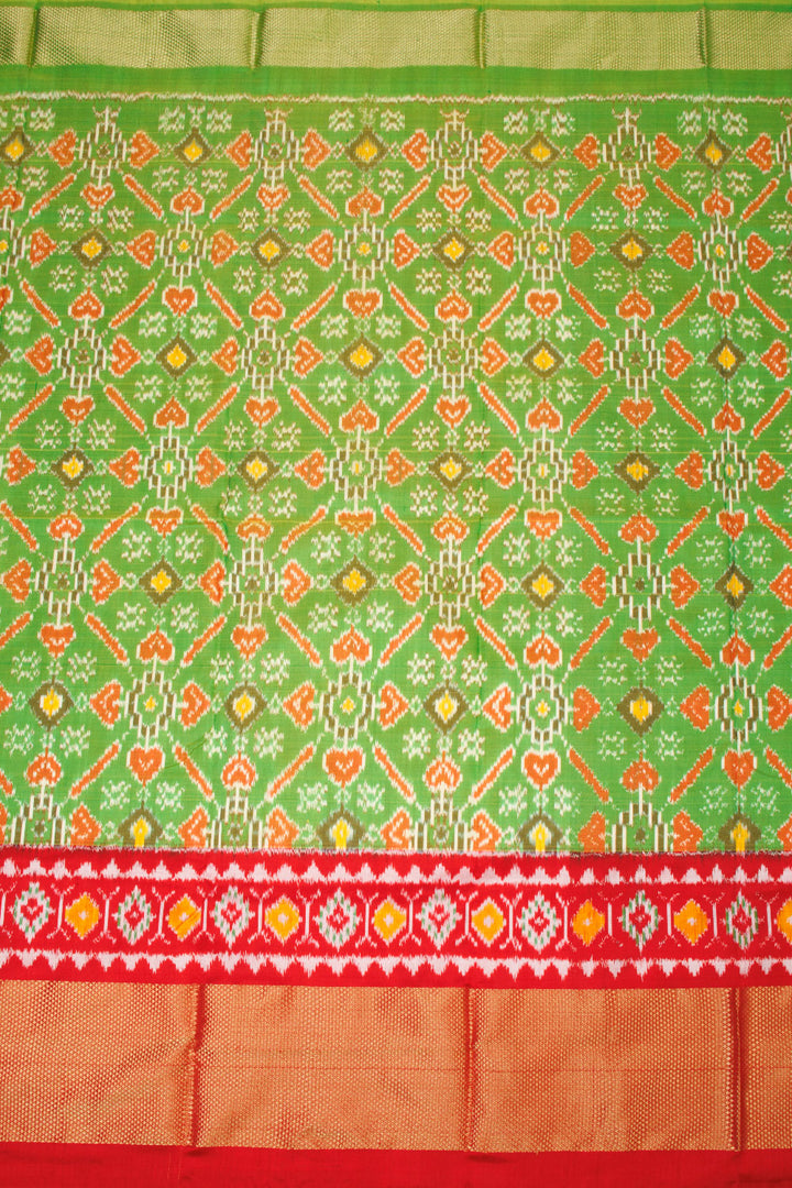 Green Ikat Pattu Pavadai Material - Avishya