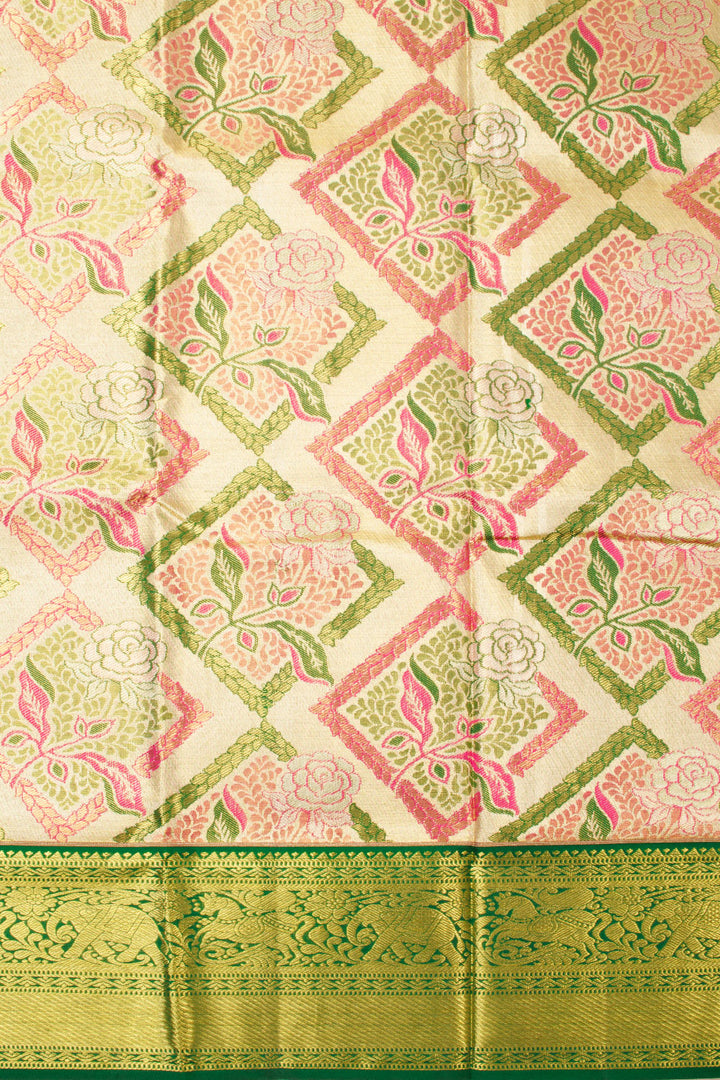 Candy Pink Kanjivaram Pattu Pavadai Material -Avishya