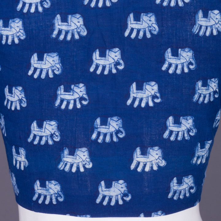 Blue Indigo Handblock Printed Cotton Blouse Without Lining 10069477 - Avishya
