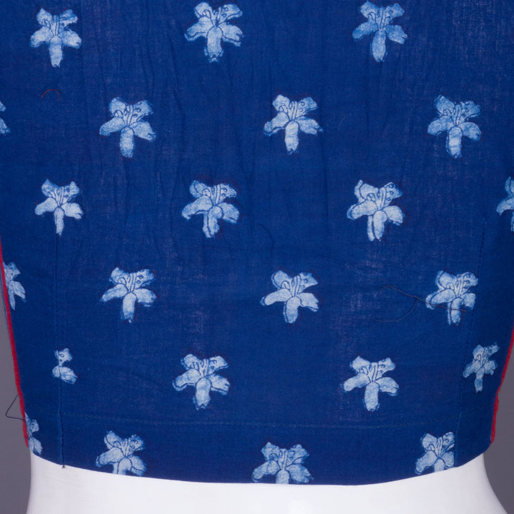 Blue Indigo Handblock Printed Cotton Blouse Without Lining 10069578 - Avishya