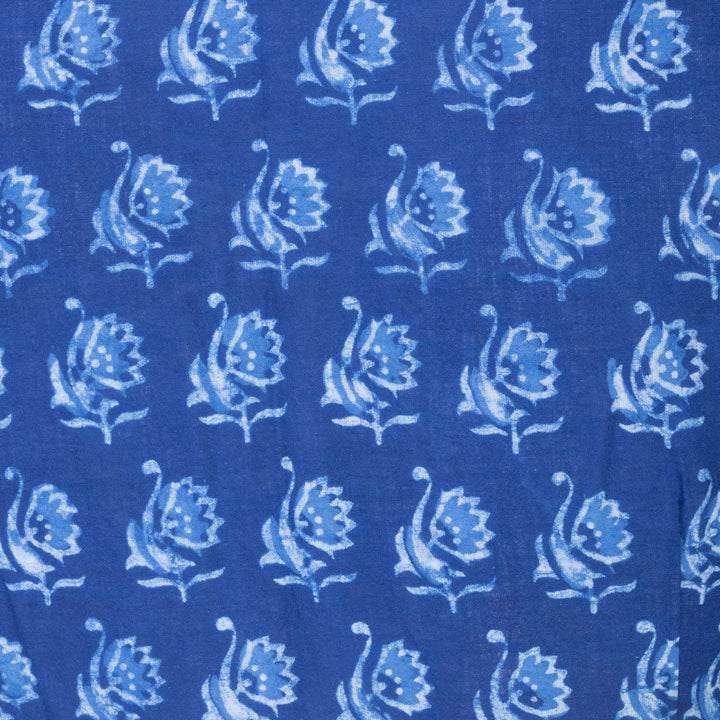 Blue Indigo Handblock Printed Cotton Blouse Without Lining 10069481 - Avishya
