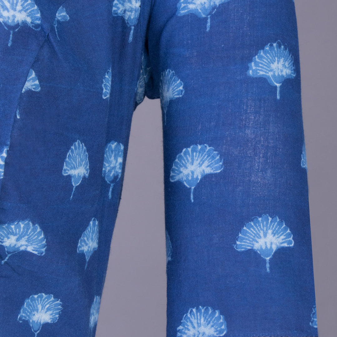 Blue Indigo Handblock Printed Cotton Blouse Without Lining 10069487 - Avishya