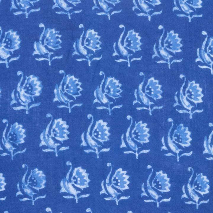 Blue Indigo Handblock Printed Cotton Blouse Without Lining 10069492 - Avishya
