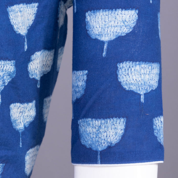 Blue Indigo Handblock Printed Cotton Blouse Without Lining 10069506 - Avishya