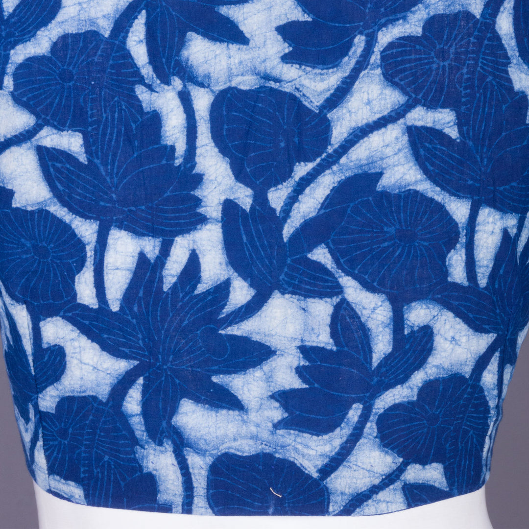 Blue Indigo Handblock Printed Cotton Blouse Without Lining 10069509 - Avishya