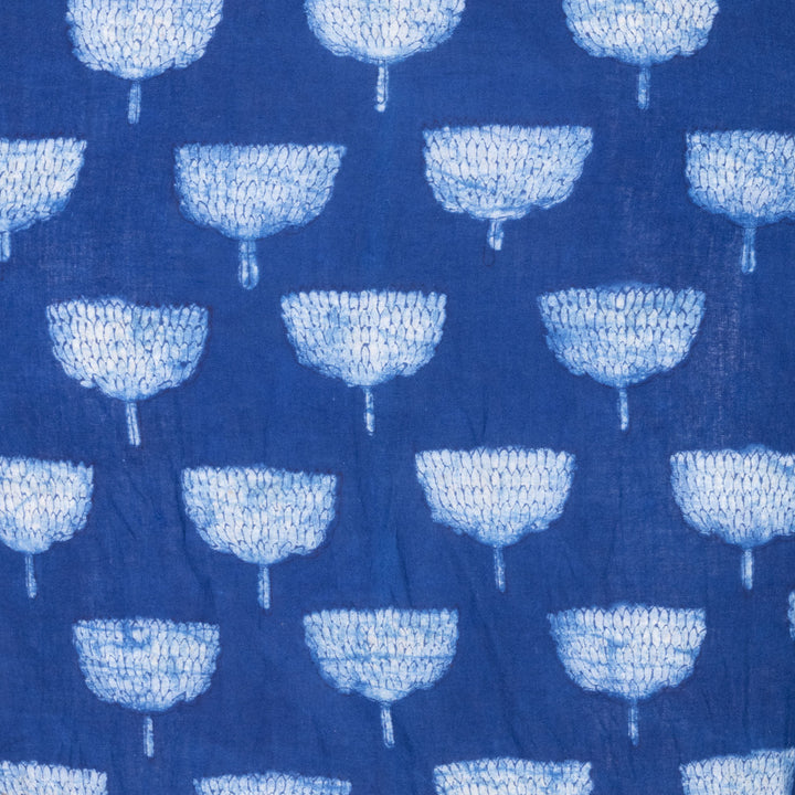 Blue Indigo Handblock Printed Cotton Blouse Without Lining 10069510 - Avishya