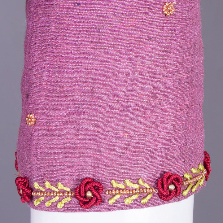 Mauve Aari Embroidered Tussar Silk Blouse 10069975 - Avishya