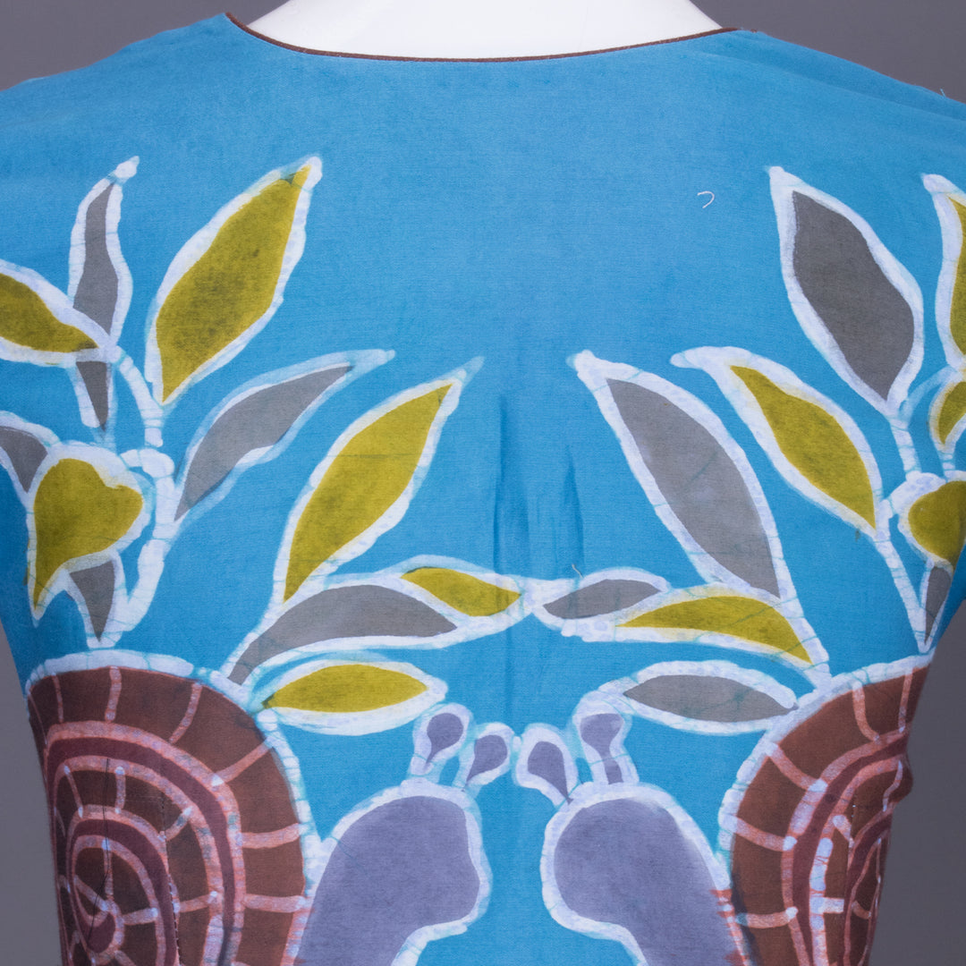 Light Blue Batik Handpainted Cotton Blouse 10070209 - Avishya