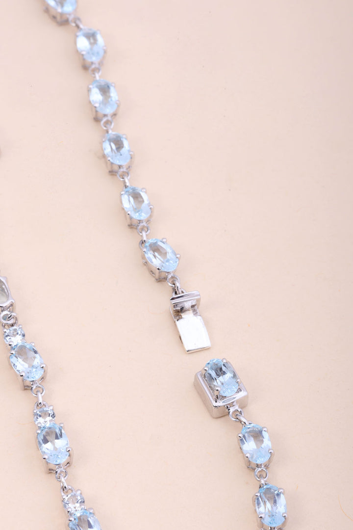 Blue Topaz Sterling Silver Necklace 10067125 - Avishya