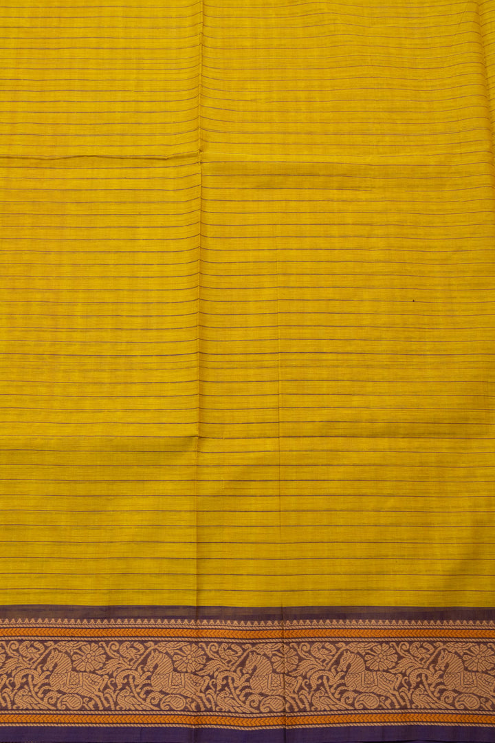 Yellow Handwoven Kanchi Cotton Saree 10069350 - Avishya