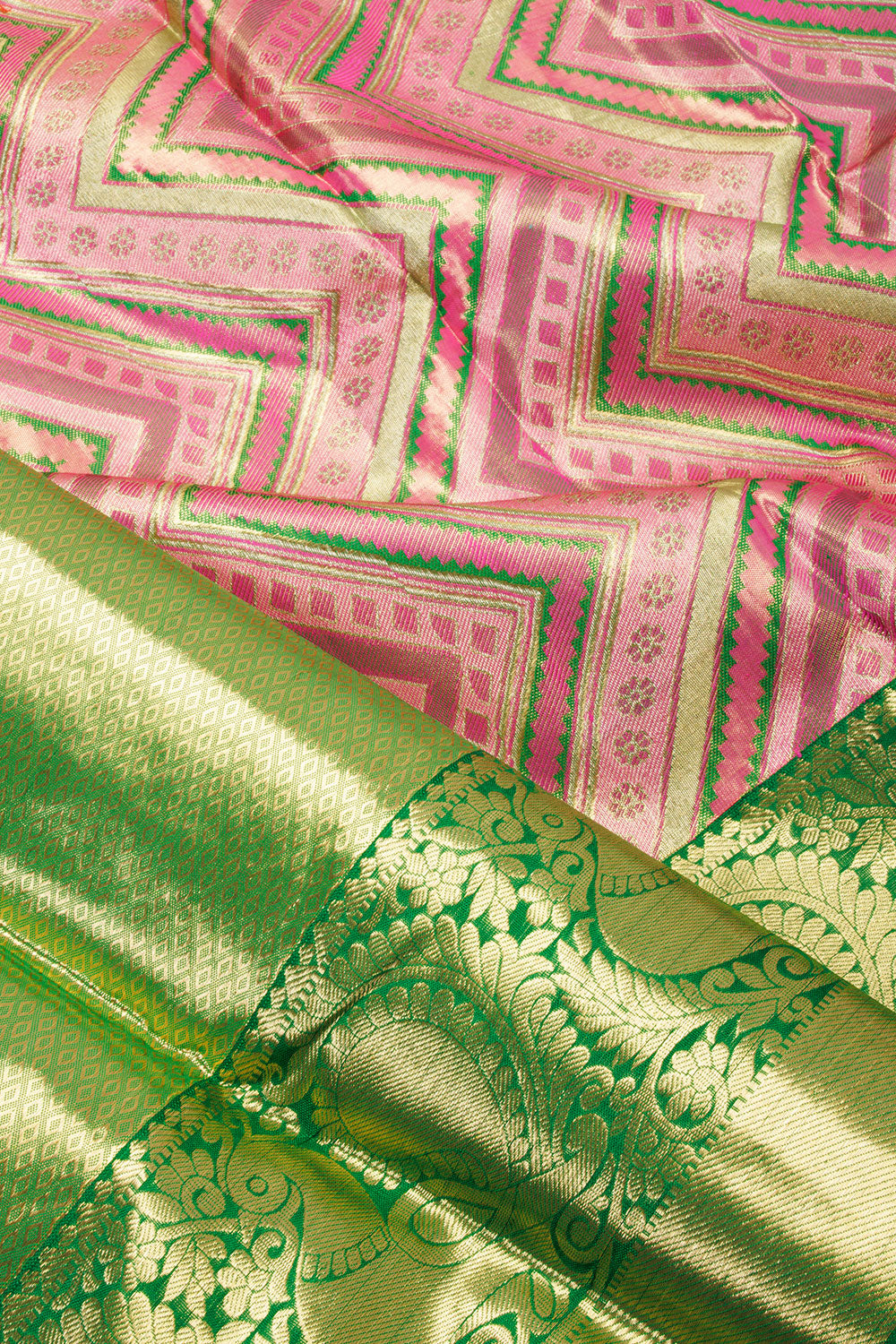Blush Pink Kanjivaram Pattu Pavadai Material-Avishya