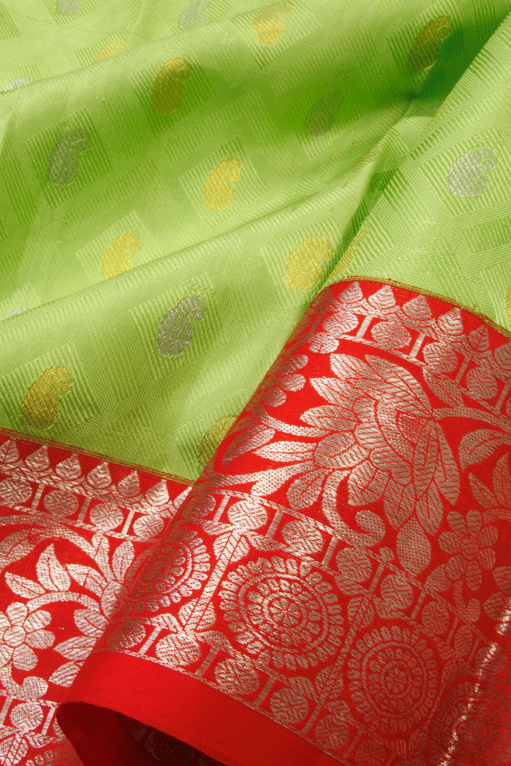 Pastel Green Kanjivaram Pattu Pavadai Material-Avishya