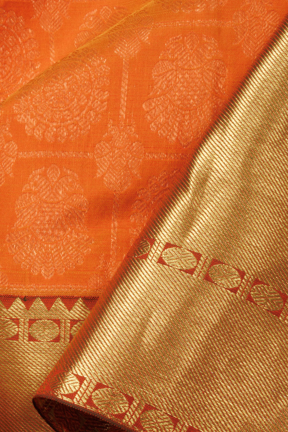 Orange Kanjivaram Pattu Pavadai Material -Avishya