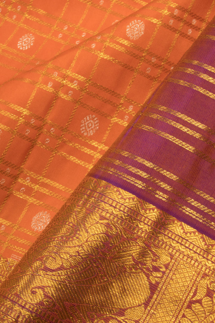 Candy Orange Kanjivaram Pattu Pavadai Material-Avishya
