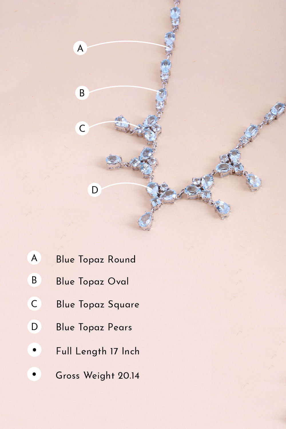 Blue Topaz Sterling Silver Necklace 10067125