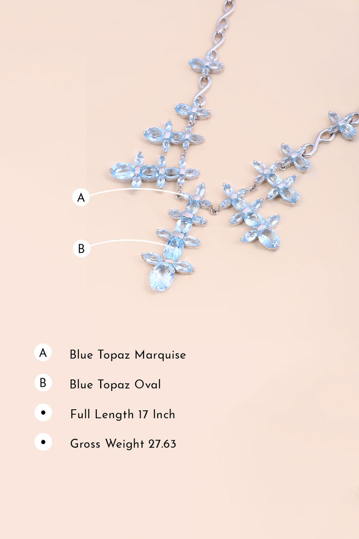 Blue Topaz Sterling Silver Necklace 10067121 - Avishya
