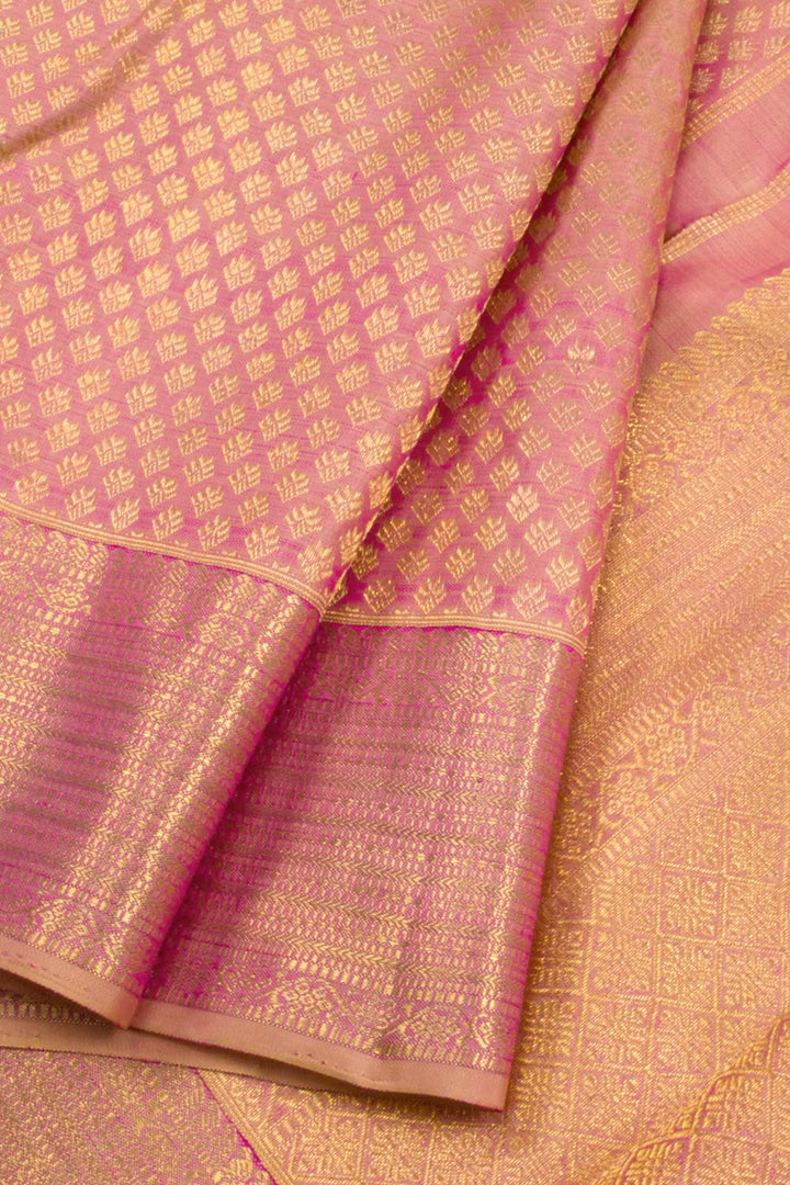 Salmon Pink Handloom Pure Zari Kanjivaram Silk Saree 10062346