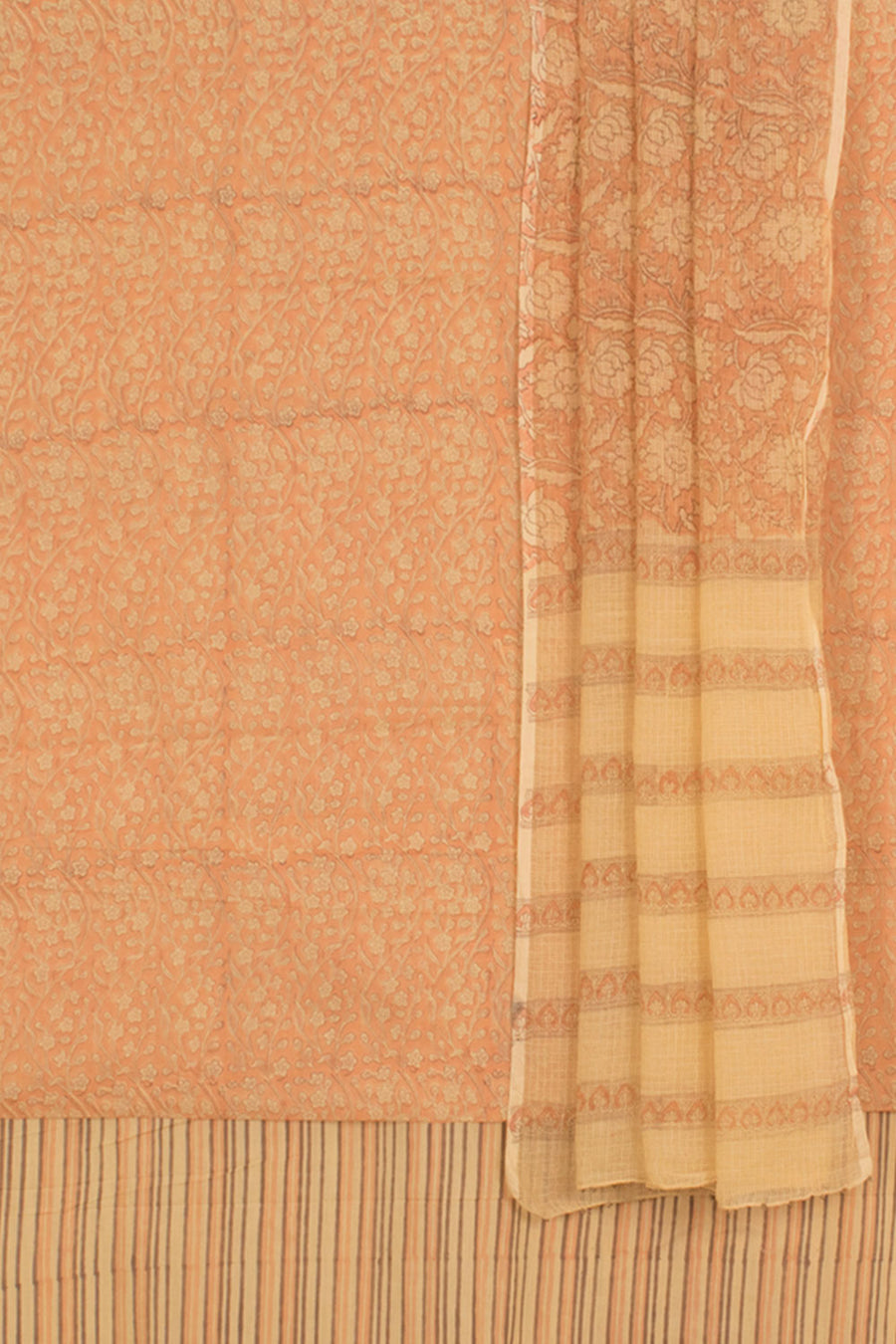 Hand Block Printed Cotton 3-Piece Salwar Suit Material with Kota Dupatta