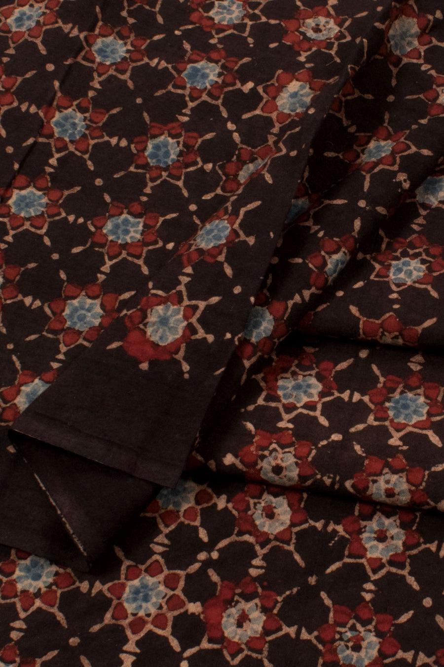 Ajrakh Printed 2.5 m Cotton Kurta Material with Geometric Design