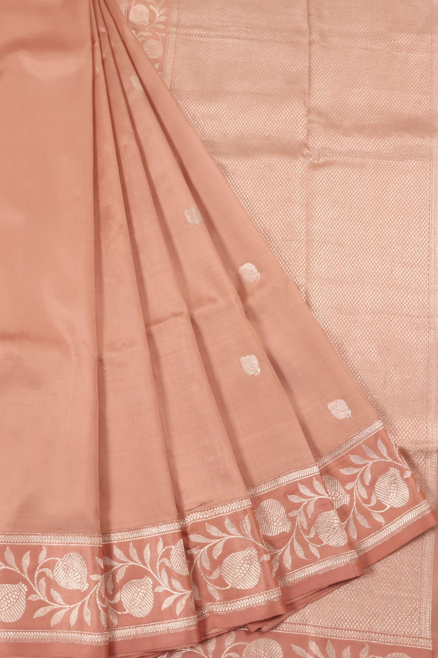 Banarasi Silk Saree with Zari Leaf Motifs Design and Heera Pallu 