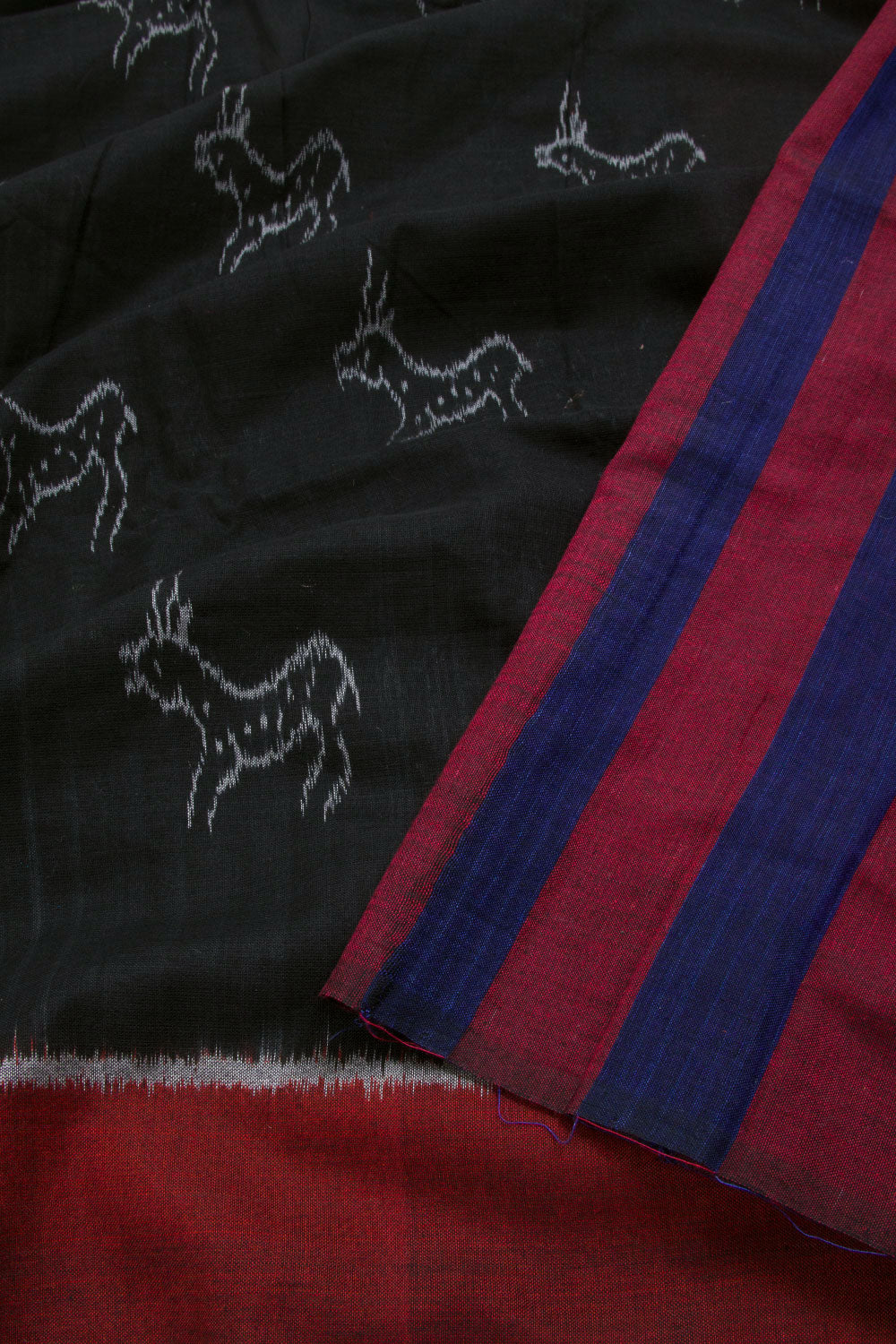 Black Handloom Odisha Ikat Cotton Saree 10060314