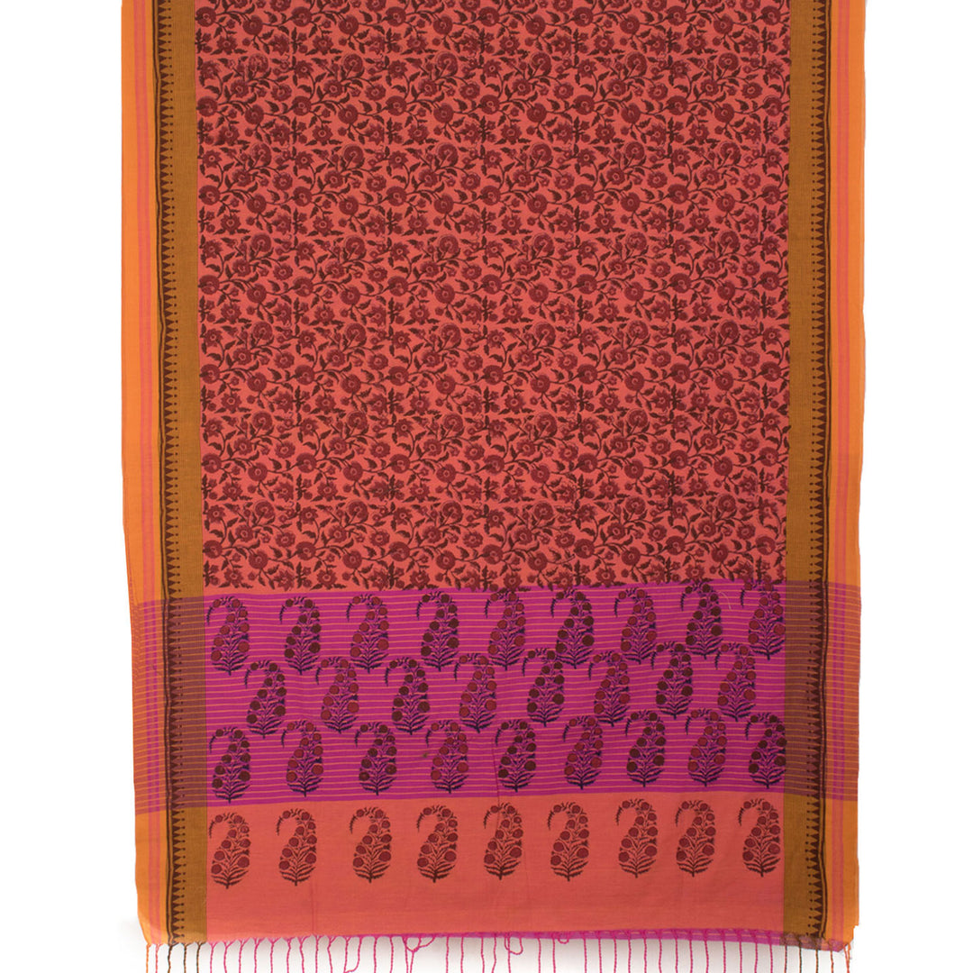 Hand Block Printed Cotton Saree 10057403