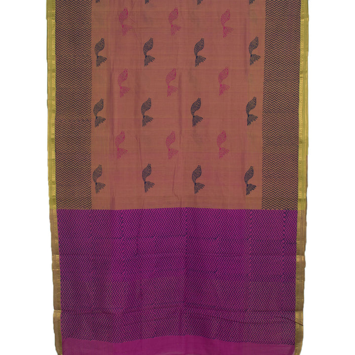 Hand Block Printed Mangalgiri Cotton Saree 10056326
