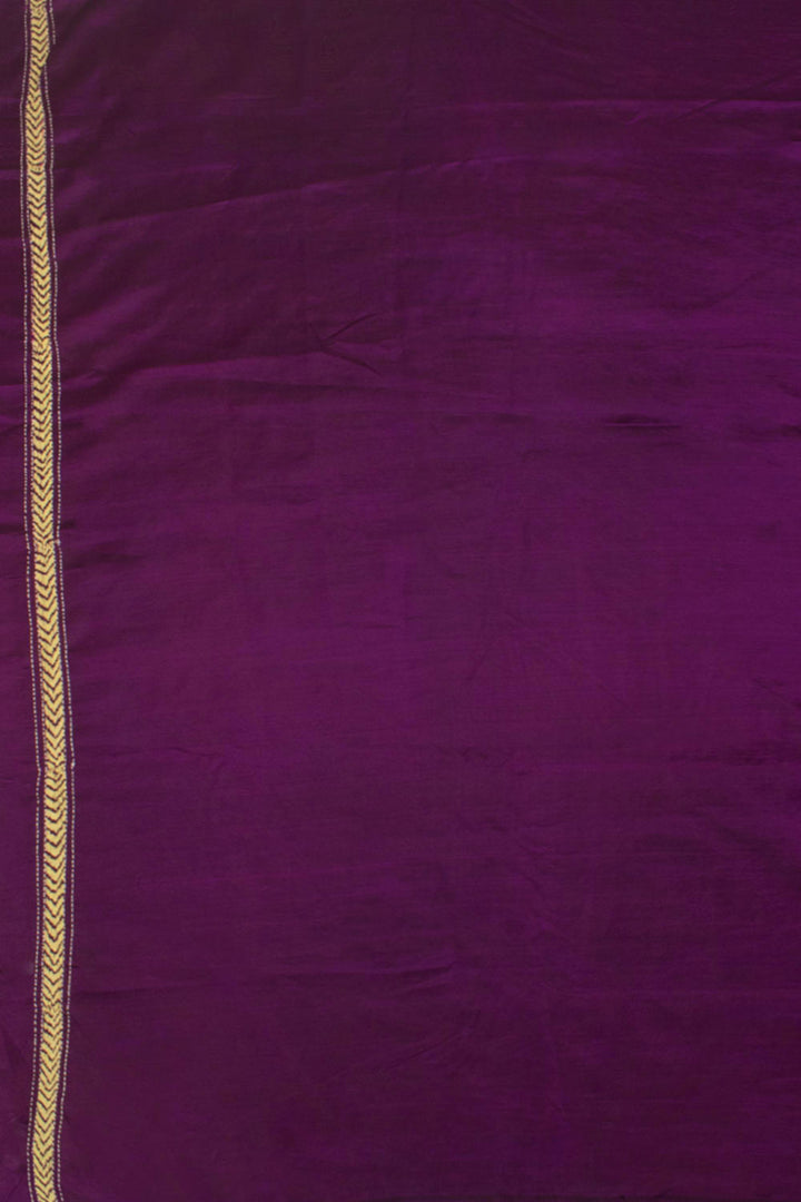 Half and Half Kantha Embroidered Silk Saree 10058466