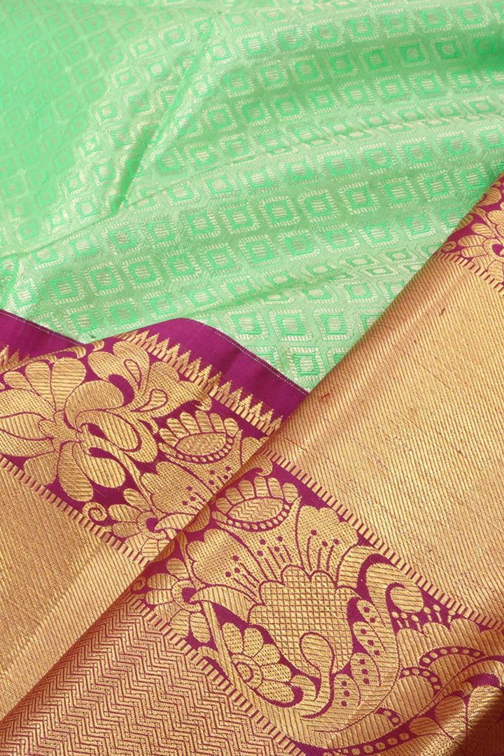 Parrot Green Korvai Kanjivaram Pattu Pavadai Material 10059638