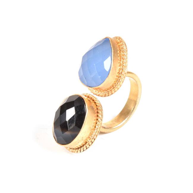 Handcrafted Alloy Metal and Cutstone Ring 10022269