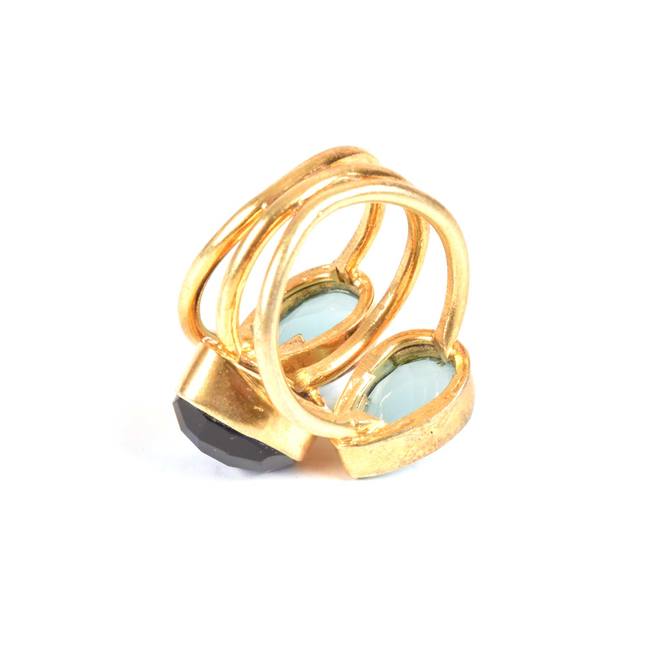 Handcrafted Alloy Metal and Cutstone Ring 10022271