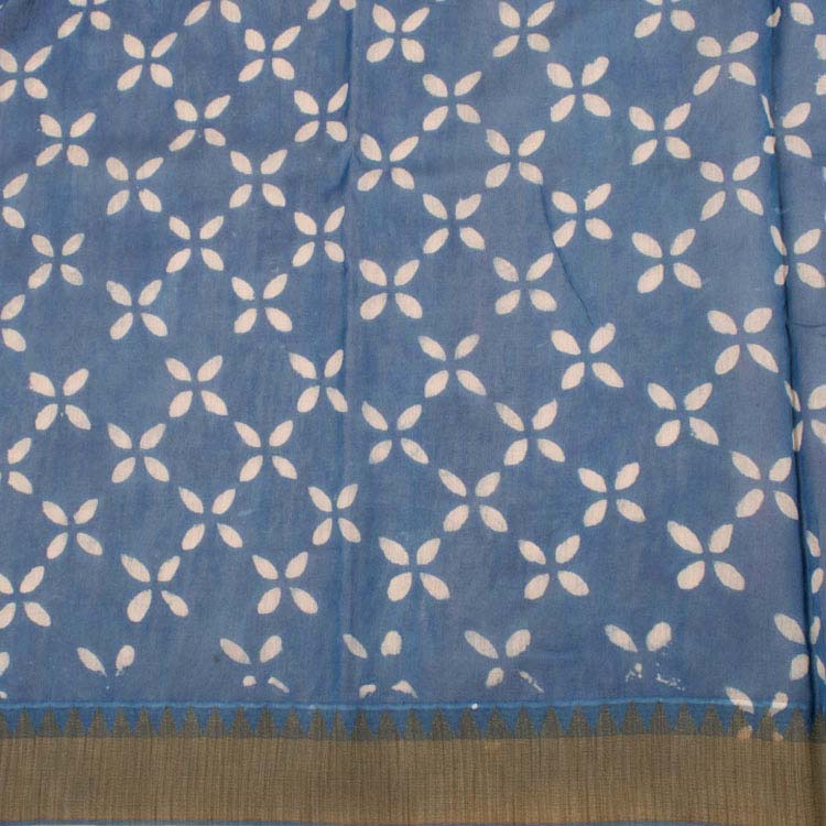 Hand Block Printed Indigo Silk Cotton Saree10040221