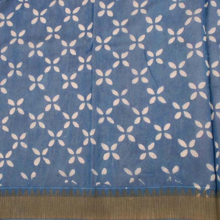 Hand Block Printed Indigo Silk Cotton Saree10040221