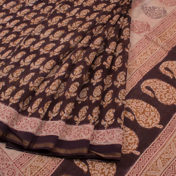 Bagh Printed  Maheshwari Silk Cotton Saree 10046414
