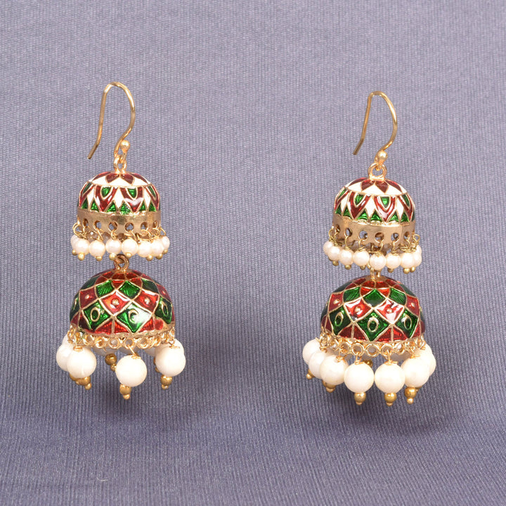 Handcrafted Beaded Meenakari Jhumka Earring 10021830