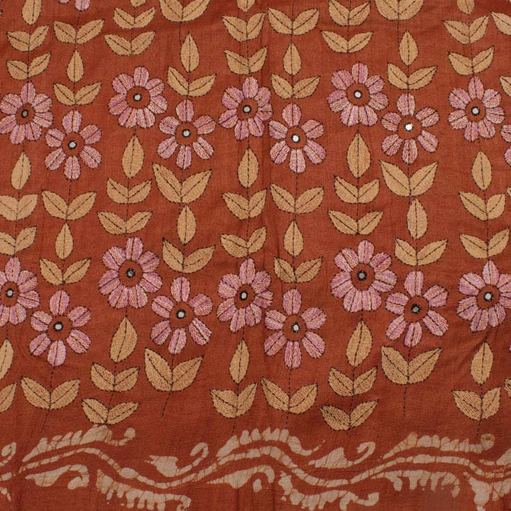 Kantha Embroidered Tussar Silk Saree 10043027