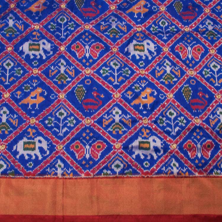 Hand Embroidered Pochampally Ikat Silk Saree 10045799