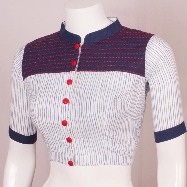 Embroidered cotton blouse with hood