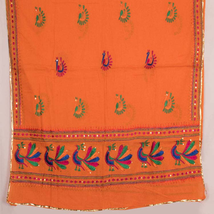 Phulkari Embroidered Cotton Dupatta 10044761