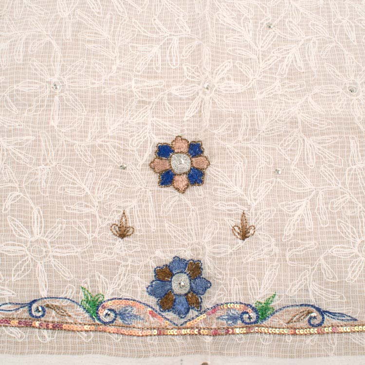 Chikankari Embroidered Kota Cotton Kurta Material 10039904