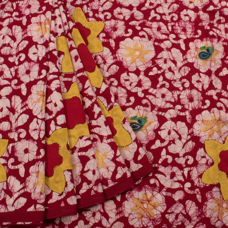 Batik Embroidered Cotton Saree 10047286
