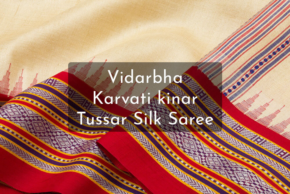 Exploring Elegance of Vidarbha Karvati Kinar Tussar Silk Sarees