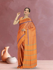 Orange Handloom Kanchi Cotton Saree 10071859