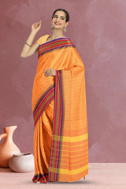 Orange Shot Yellow Handloom Kanchi Cotton Saree 10070918